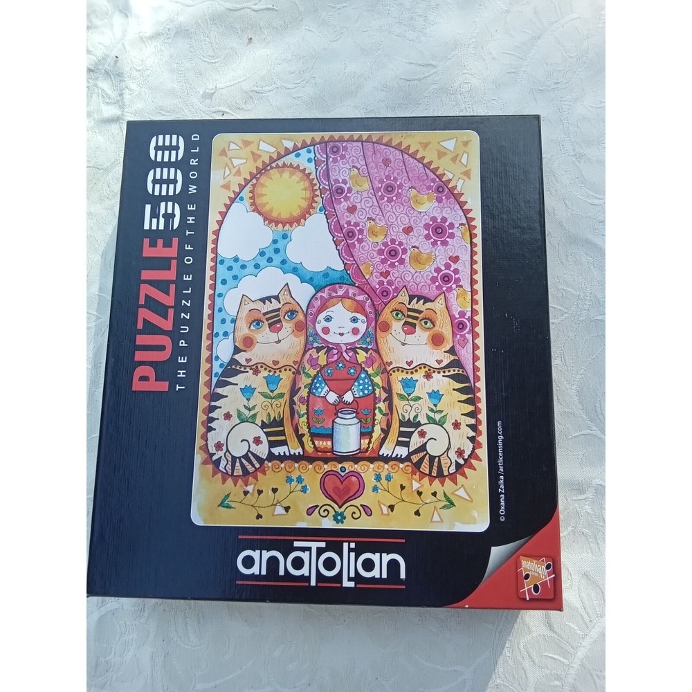 Anatolian 500 Piece Puzzle Matrushka Matryoshka Oxana Zaika Cats Folk Art‎ 3606